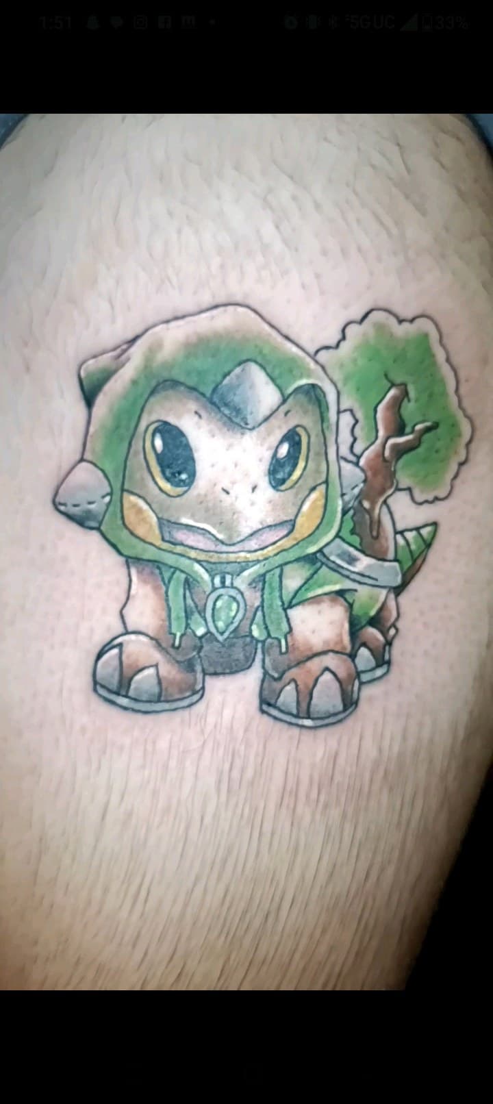 Cartoon + Color pokemon tattoo on Thigh by TattmanW on TattMe