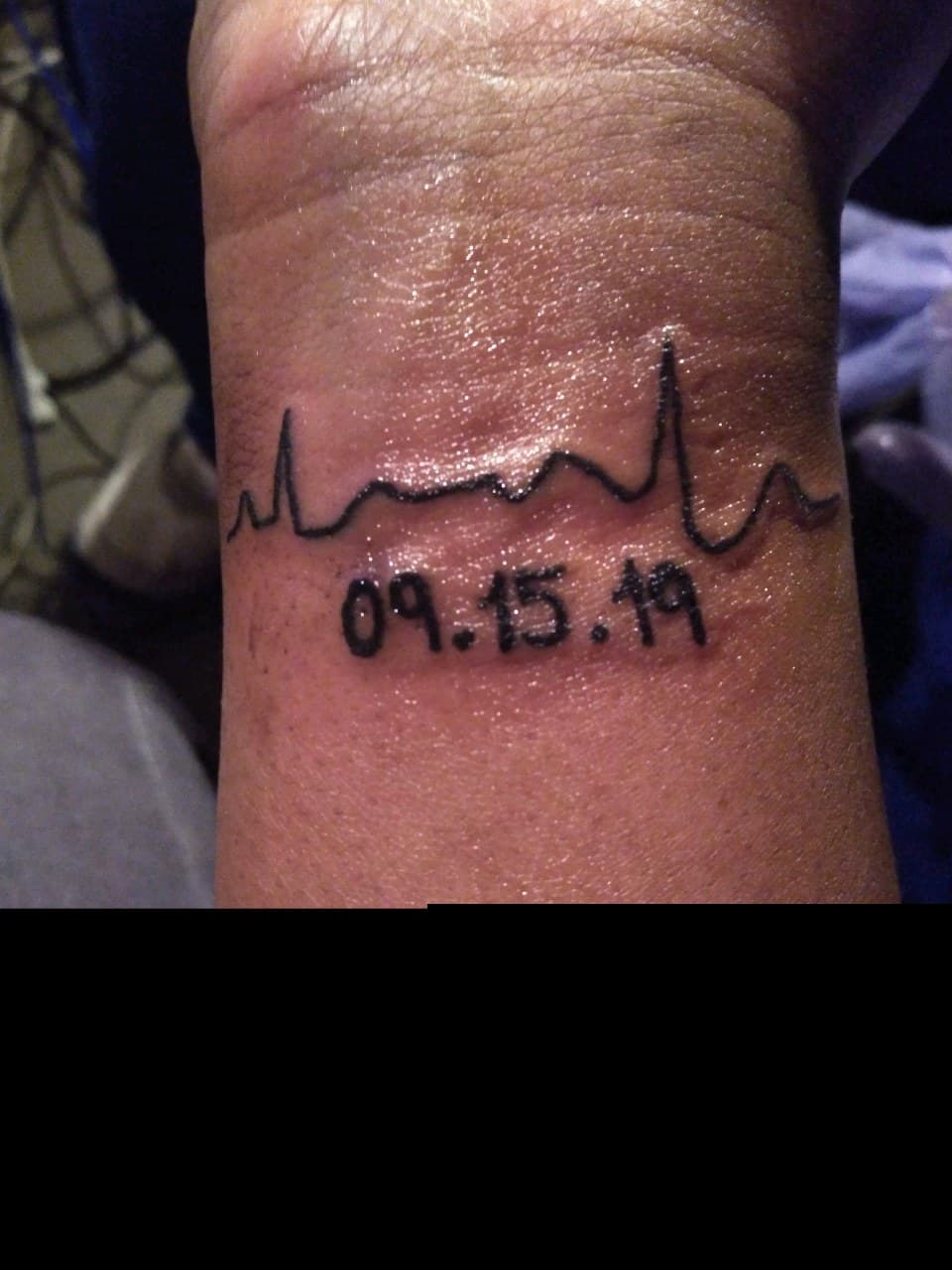 Fine Line + Lettering heartbeat tattoo on Wrist by TattmanW on TattMe