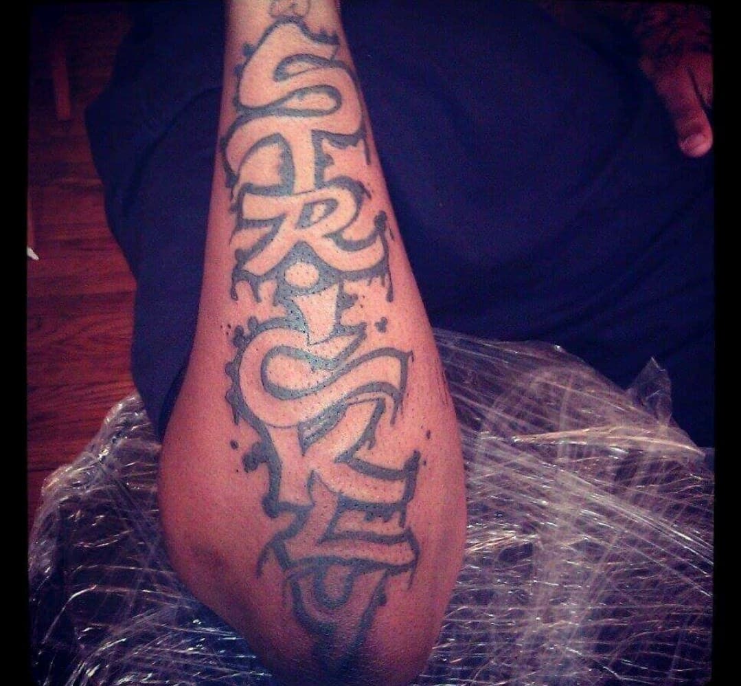 Lettering + Script drips tattoo on Forearm by Dank_N_Paint on TattMe
