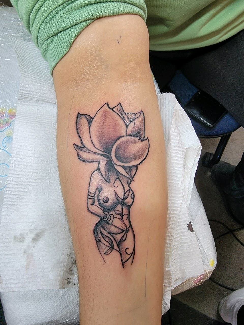Black & Grey + Illustrative flower tattoo on Forearm by Dank_N_Paint on TattMe