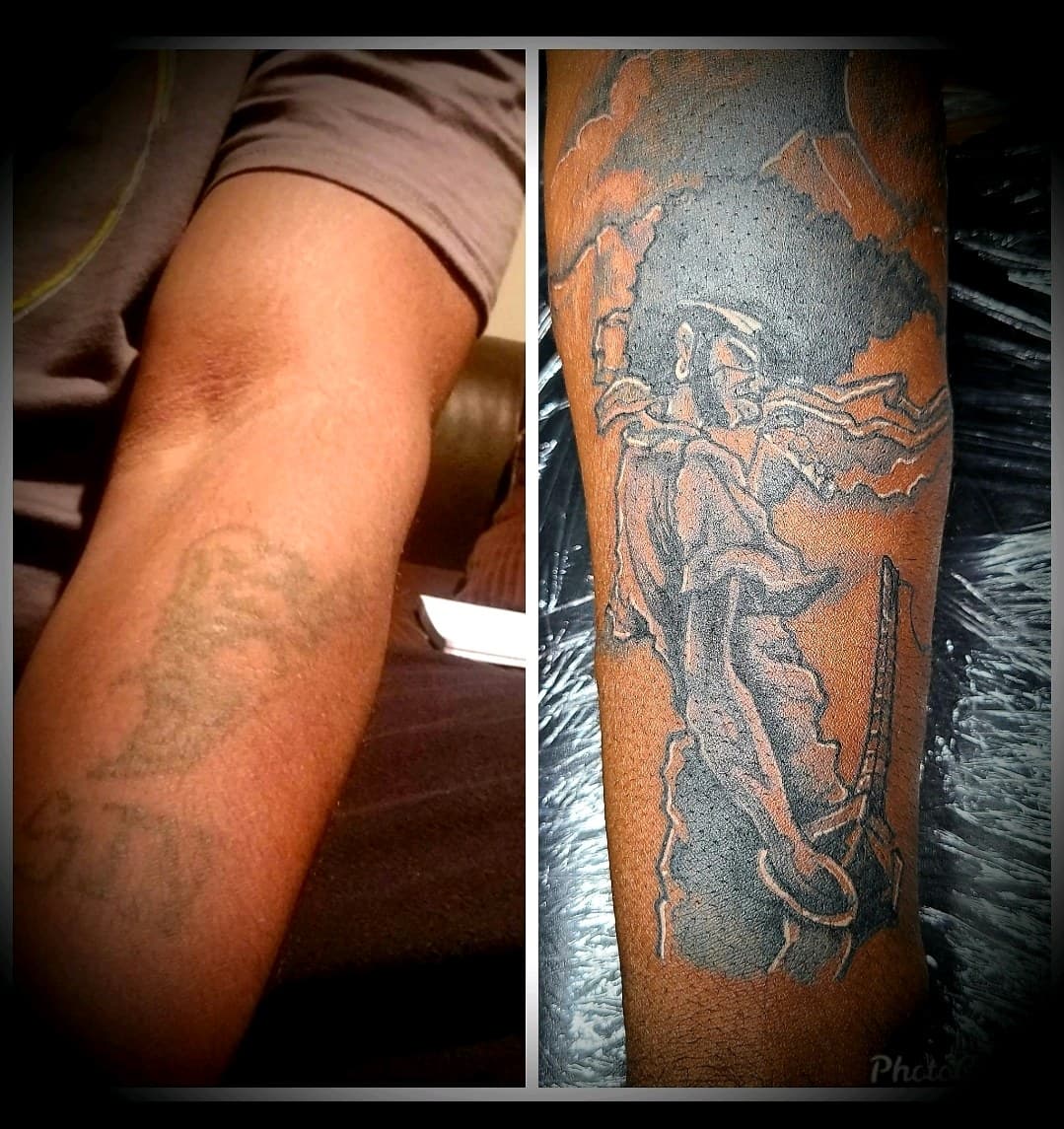 Black & Grey + Cover-Ups samurai tattoo on Forearm by Dank_N_Paint on TattMe