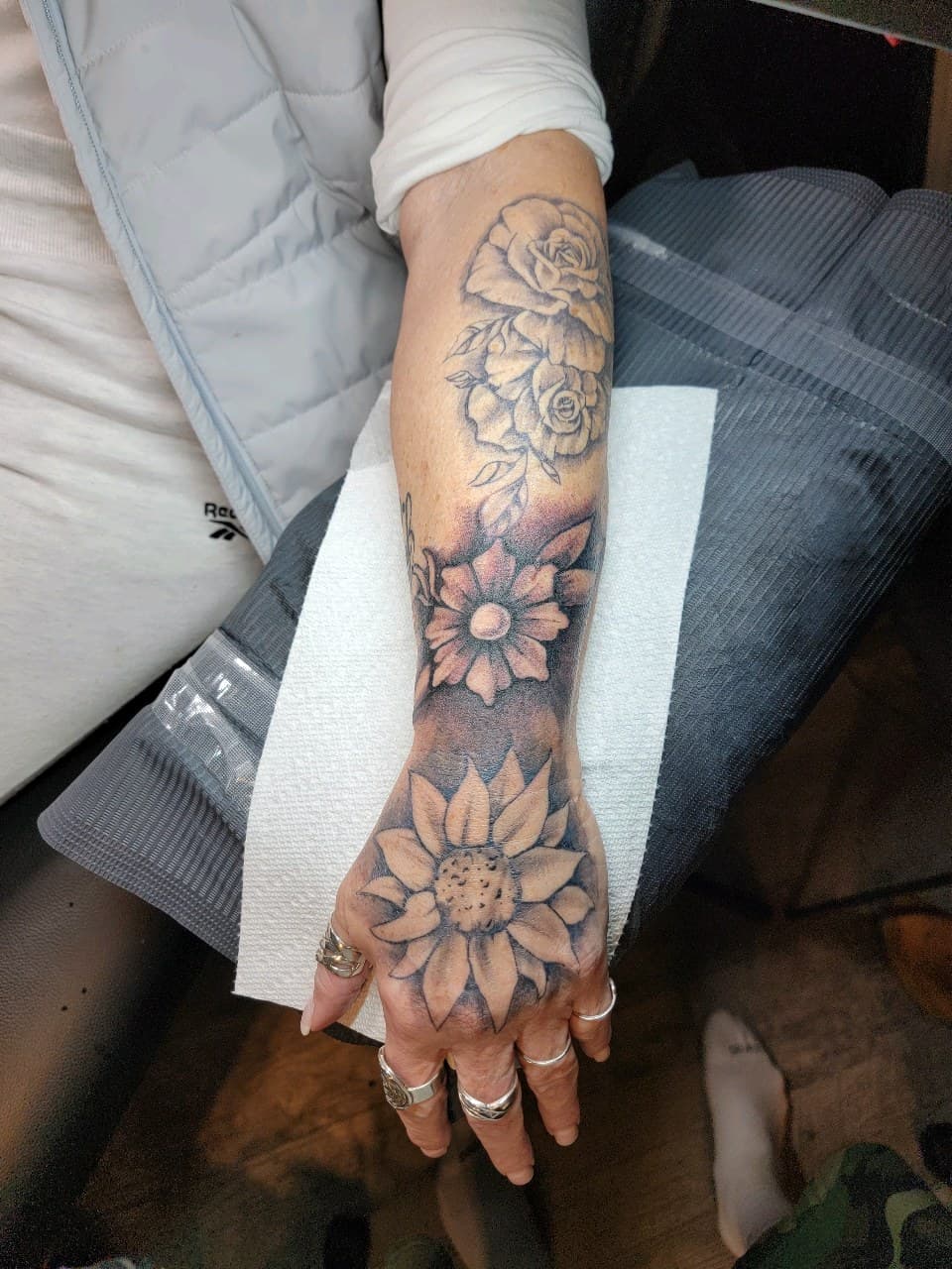 Black & Grey + Floral flowers tattoo on Forearm by Dank_N_Paint on TattMe