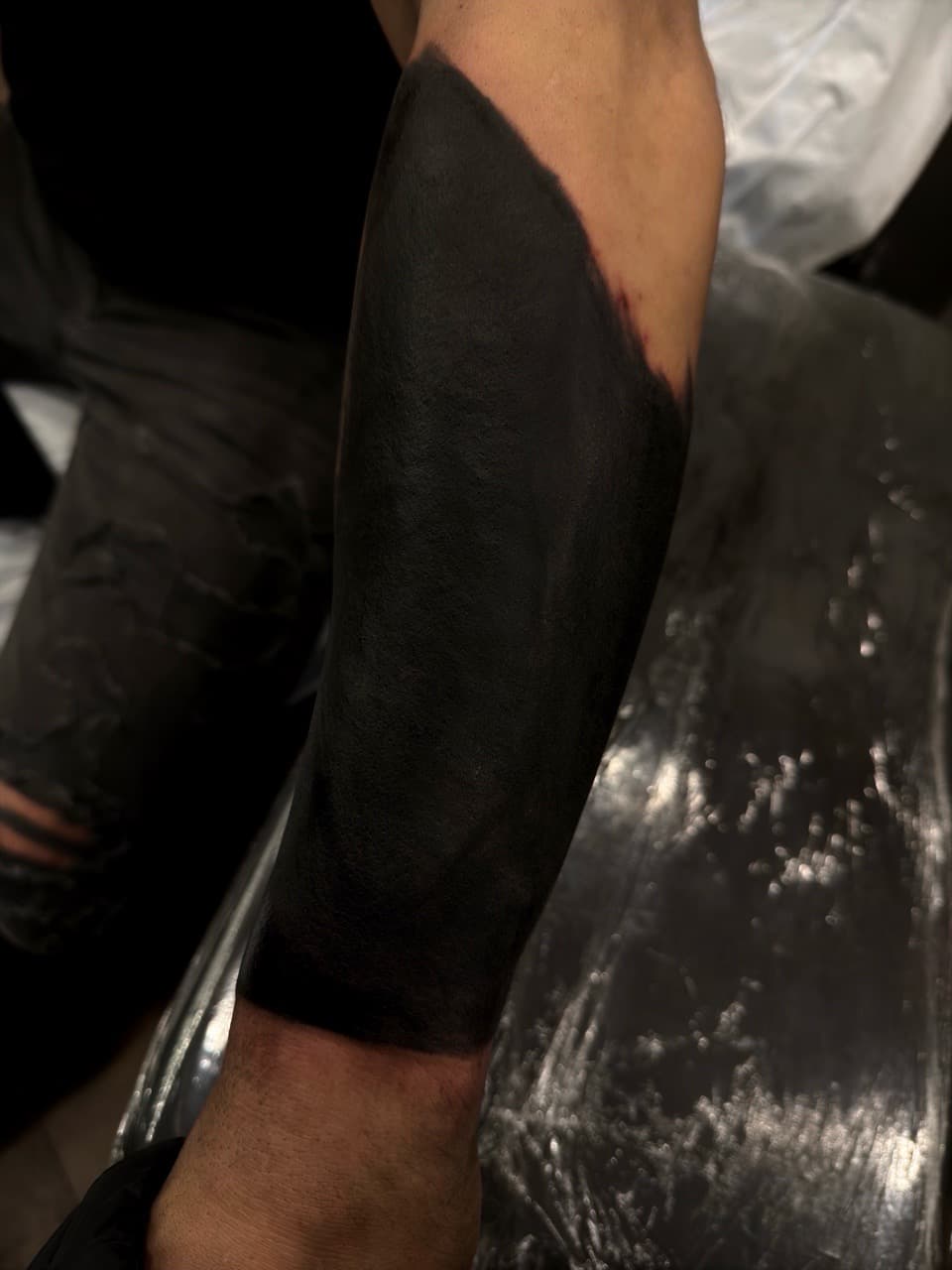 Black-work + Abstract blackout tattoo on Forearm by AidanTattoos on TattMe