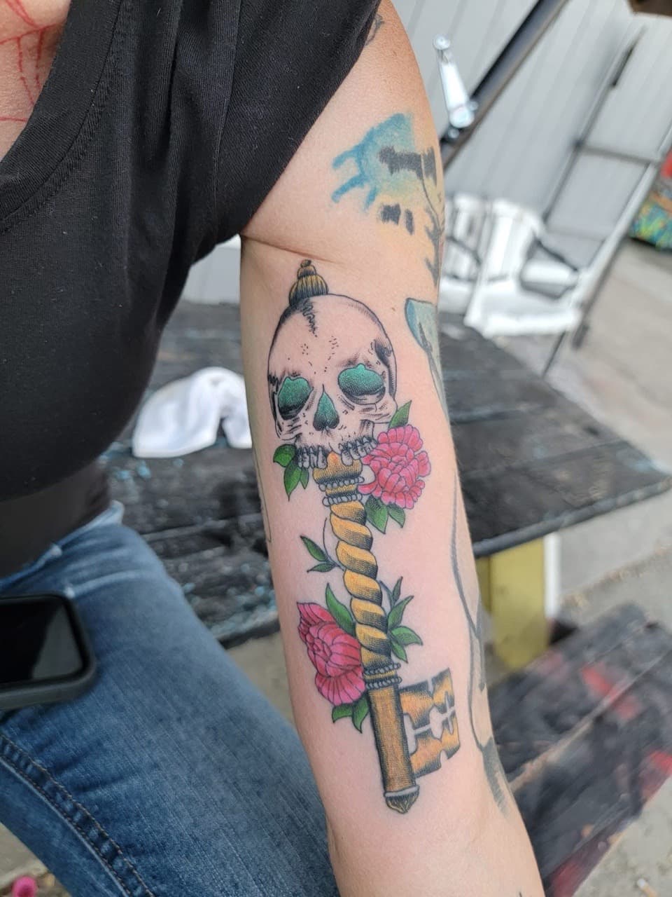 Color + Illustrative key tattoo on Forearm by William_Samaras on TattMe