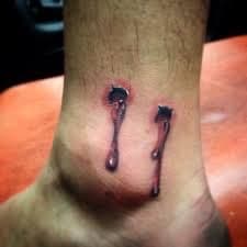 Realism + Horror bullet wounds tattoo on Ankle by William_Samaras on TattMe