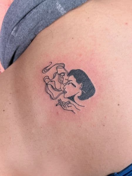 Fine Line + Minimalist faces tattoo on Ribs by William_Samaras on TattMe