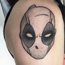 Dot-work + Black-work deadpool tattoo on Shoulder by William_Samaras on TattMe