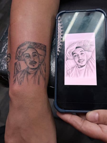 Portrait + Black & Grey portrait tattoo on Forearm by William_Samaras on TattMe