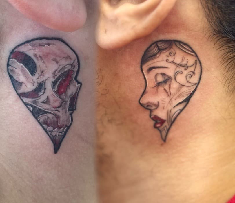 Neo-Traditional + Illustrative skull tattoo on Behind Ear by William_Samaras on TattMe