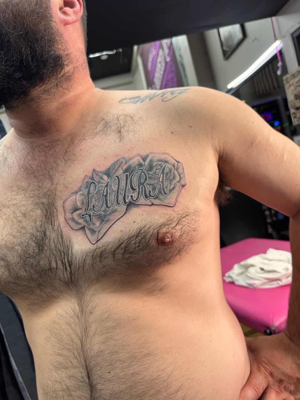 Black & Grey + Floral california tattoo on Chest by William_Samaras on TattMe