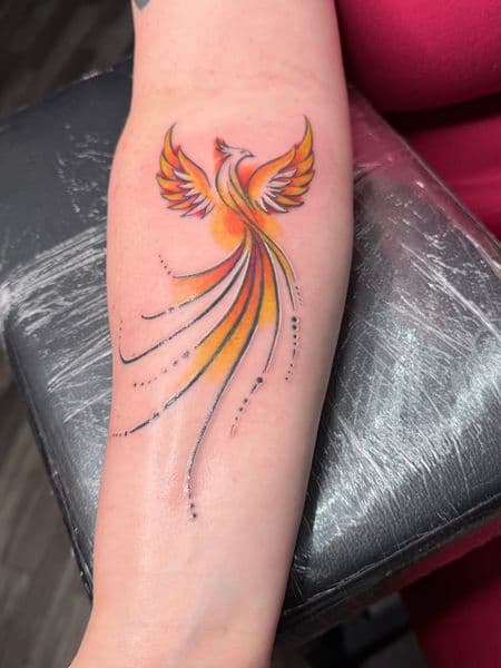 Color + Illustrative phoenix tattoo on Forearm by William_Samaras on TattMe