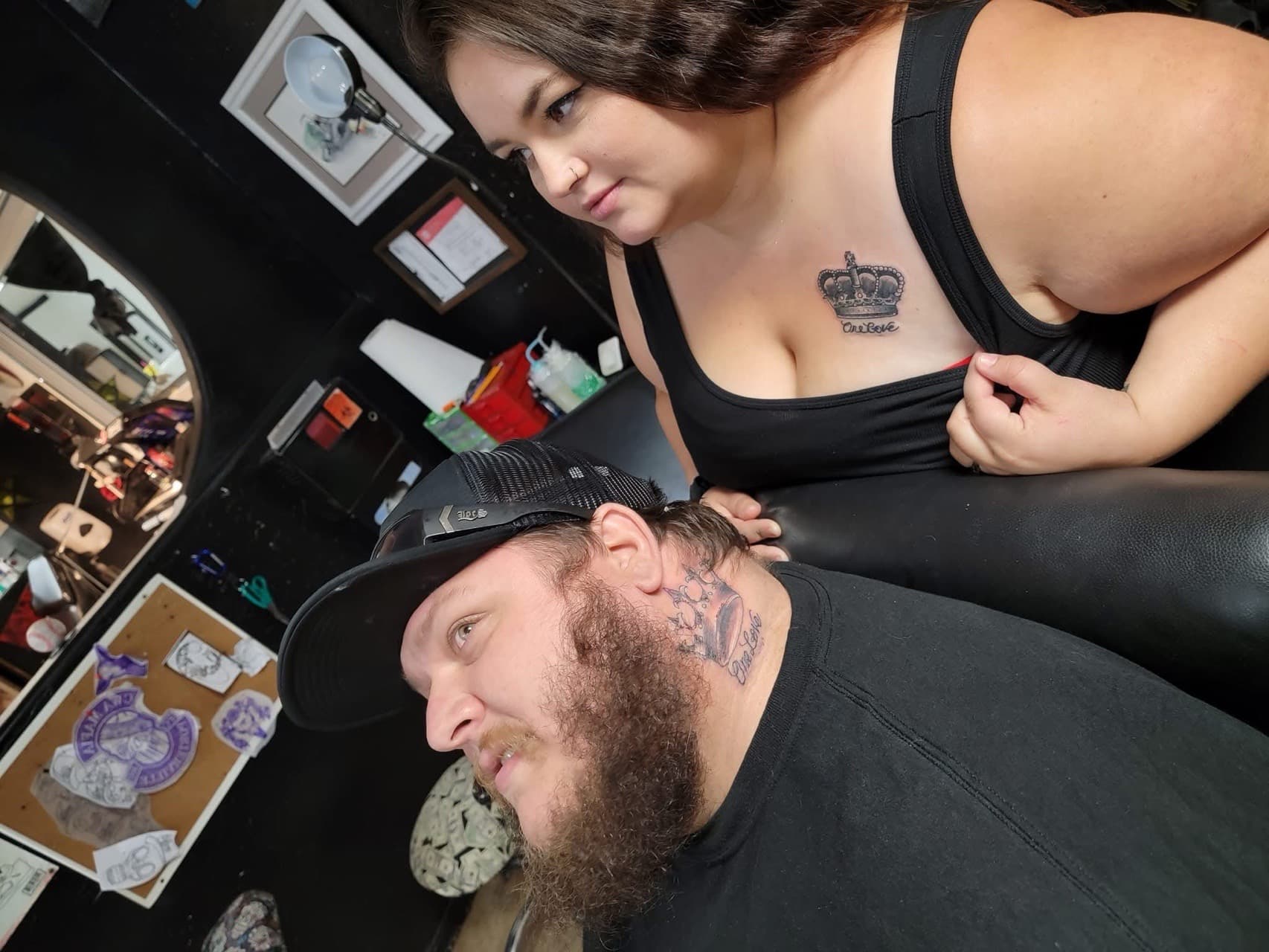 Black & Grey + Lettering crown tattoo on Sternum by William_Samaras on TattMe
