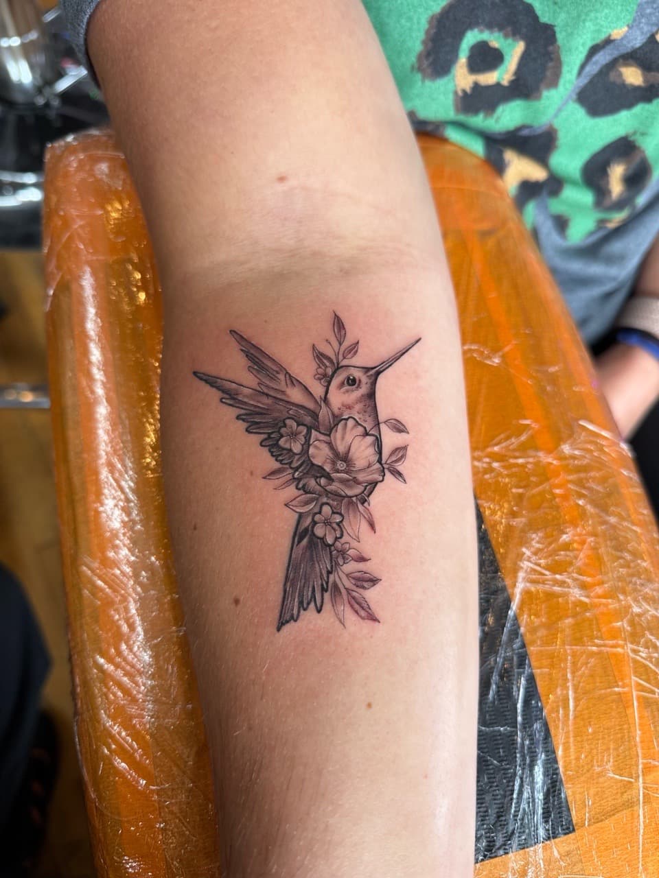 Fine Line + Black & Grey hummingbird tattoo on Forearm by William_Samaras on TattMe