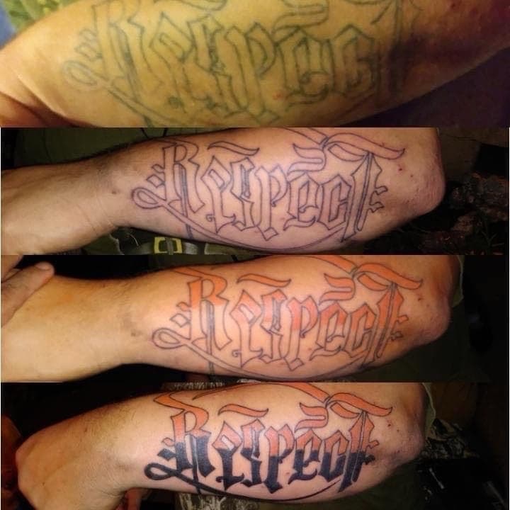 Lettering + Color rework tattoo on Forearm by William_Samaras on TattMe