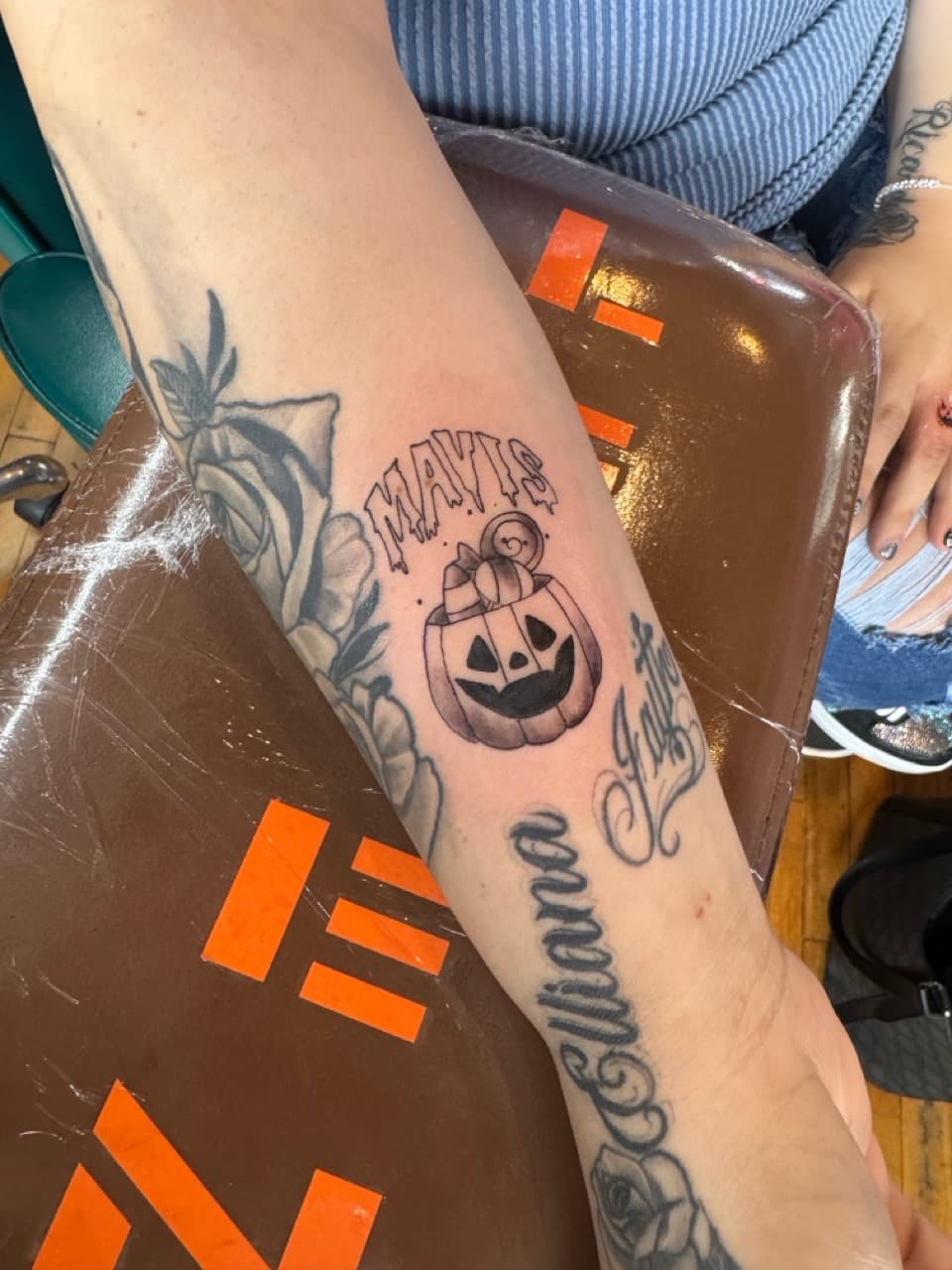 Black & Grey + Illustrative jack-o-lantern tattoo on Forearm by William_Samaras on TattMe
