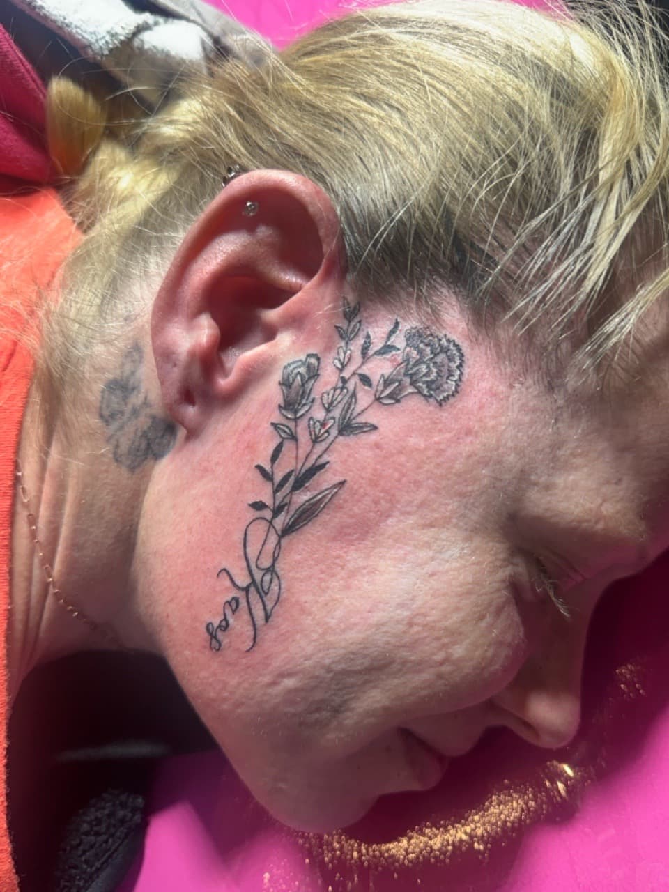 Fine Line + Floral flowers tattoo on Face by William_Samaras on TattMe
