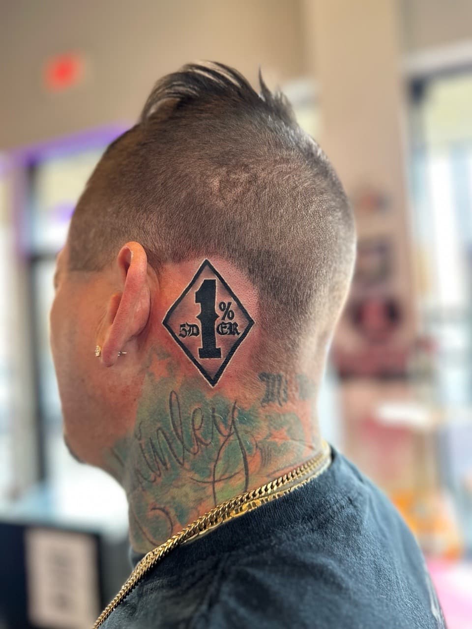 Black-work + Lettering diamond tattoo on Behind Ear by William_Samaras on TattMe