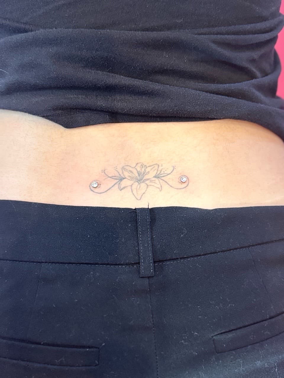 Fine Line + Black-work flower tattoo on Lower Back by William_Samaras on TattMe
