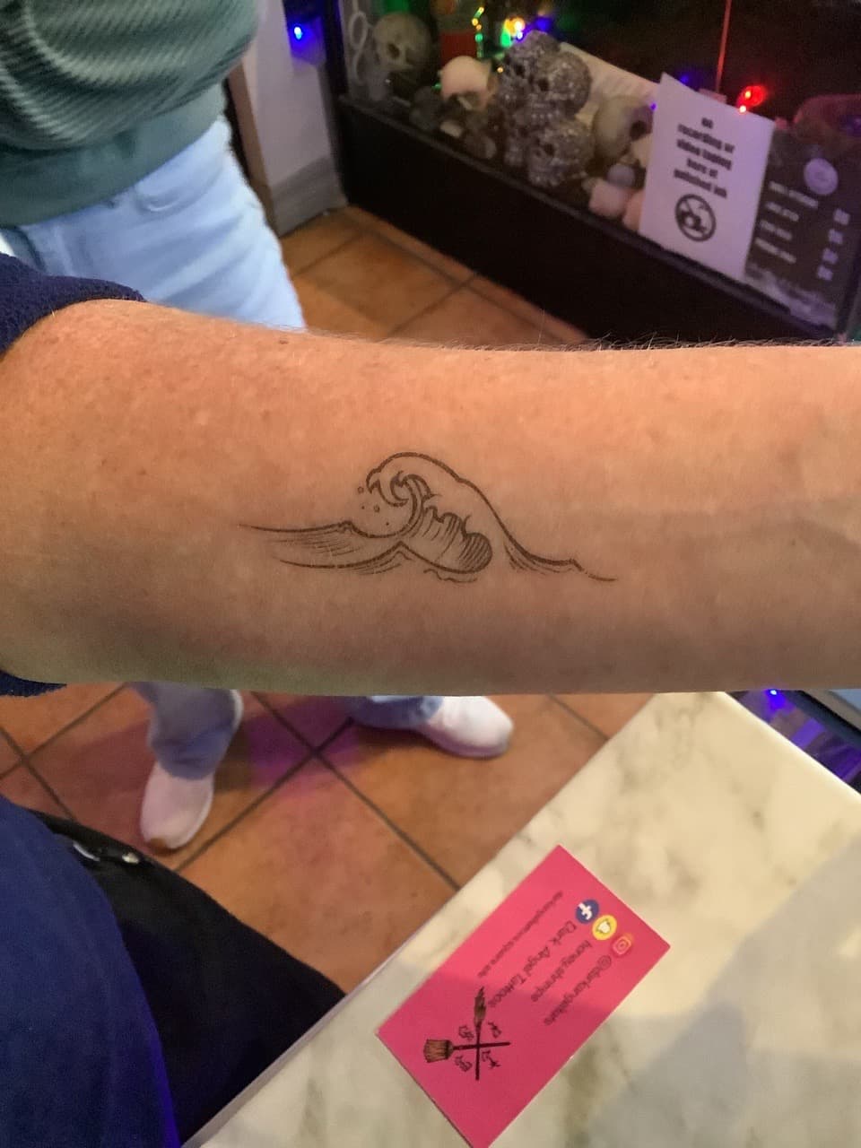 Fine Line + Black-work wave tattoo on Forearm by William_Samaras on TattMe