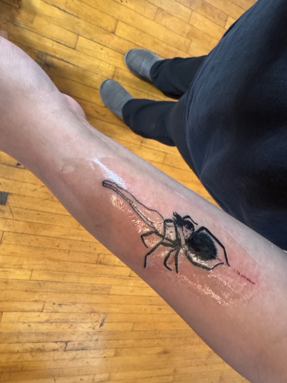 Black-work + Line-work spider tattoo on Forearm by William_Samaras on TattMe