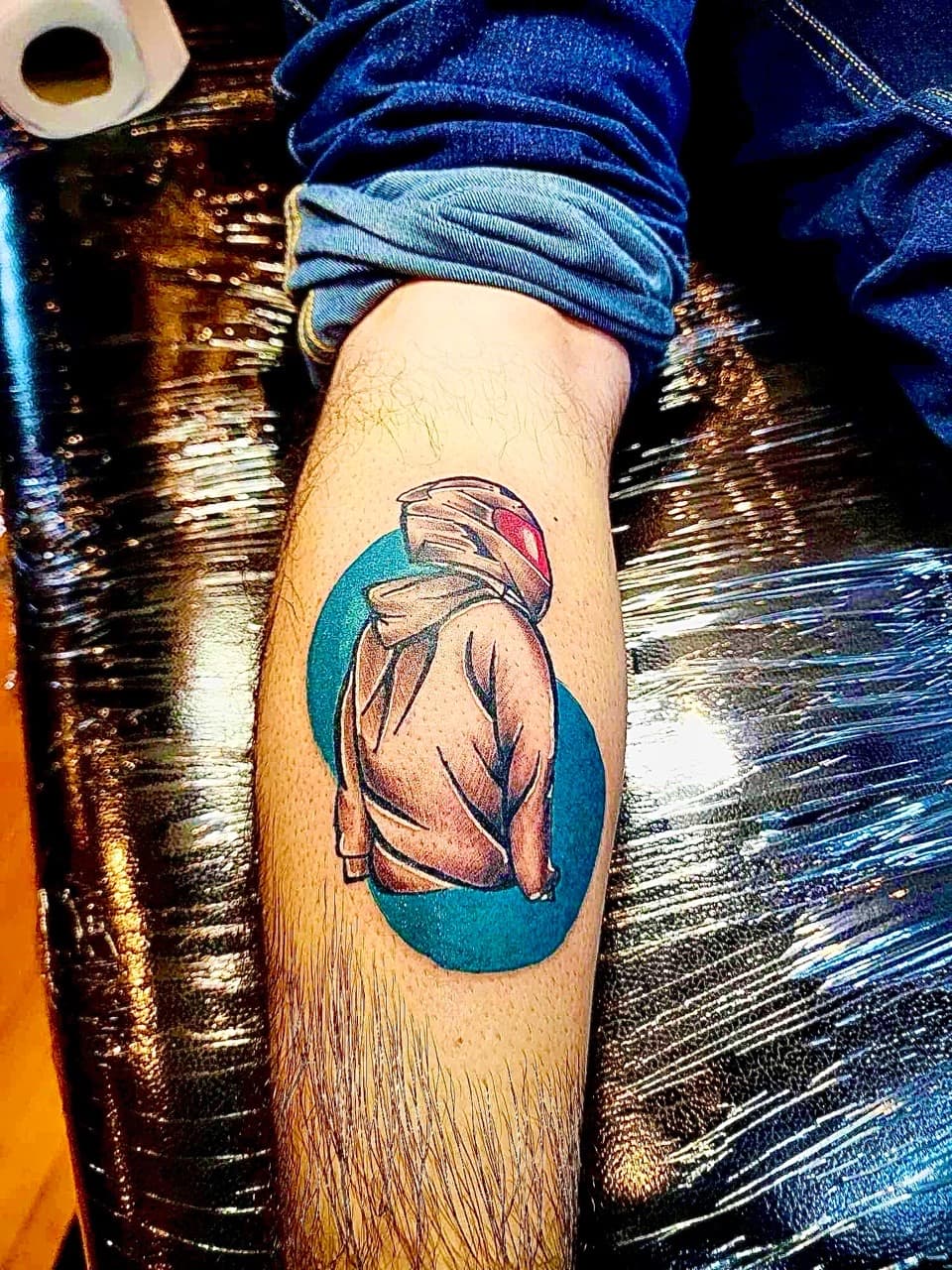 Illustrative + Color person tattoo on Calf by William_Samaras on TattMe