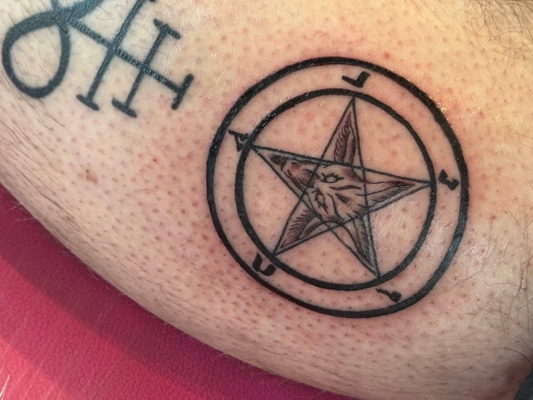 Black-work + Symbolic pentagram tattoo on Calf by William_Samaras on TattMe