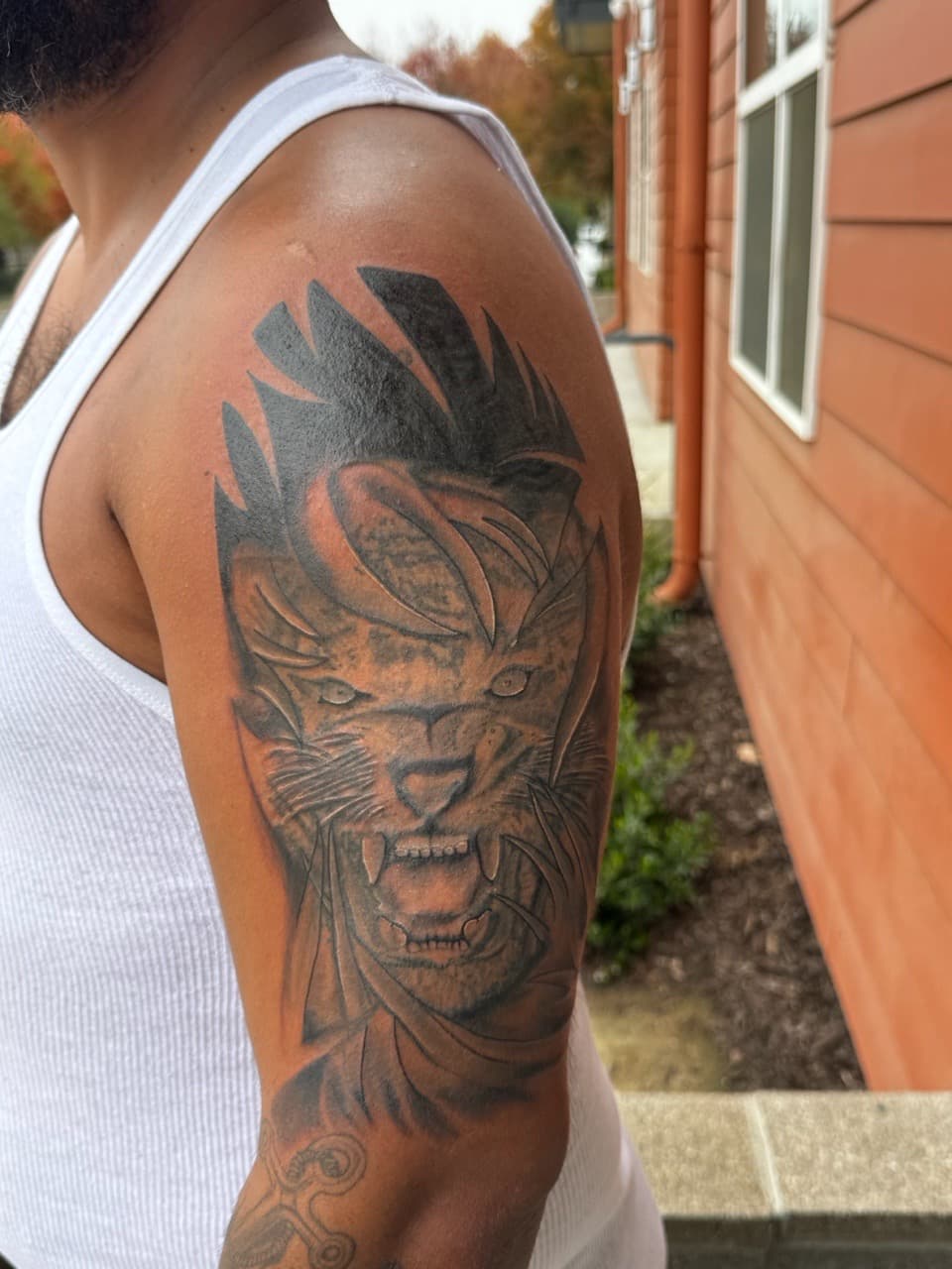 Black & Grey + Illustrative creature tattoo on Upper Arm by William_Samaras on TattMe