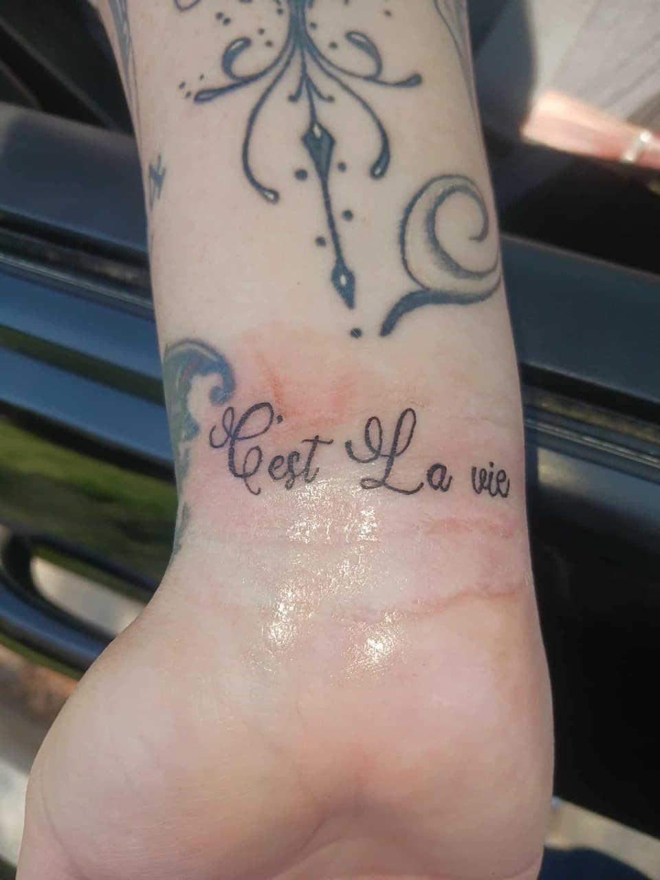 Lettering + Script phrase tattoo on Wrist by William_Samaras on TattMe