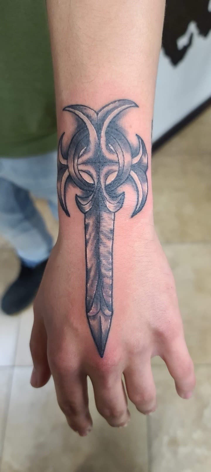 Black & Grey + Tribal sword tattoo on Wrist by William_Samaras on TattMe