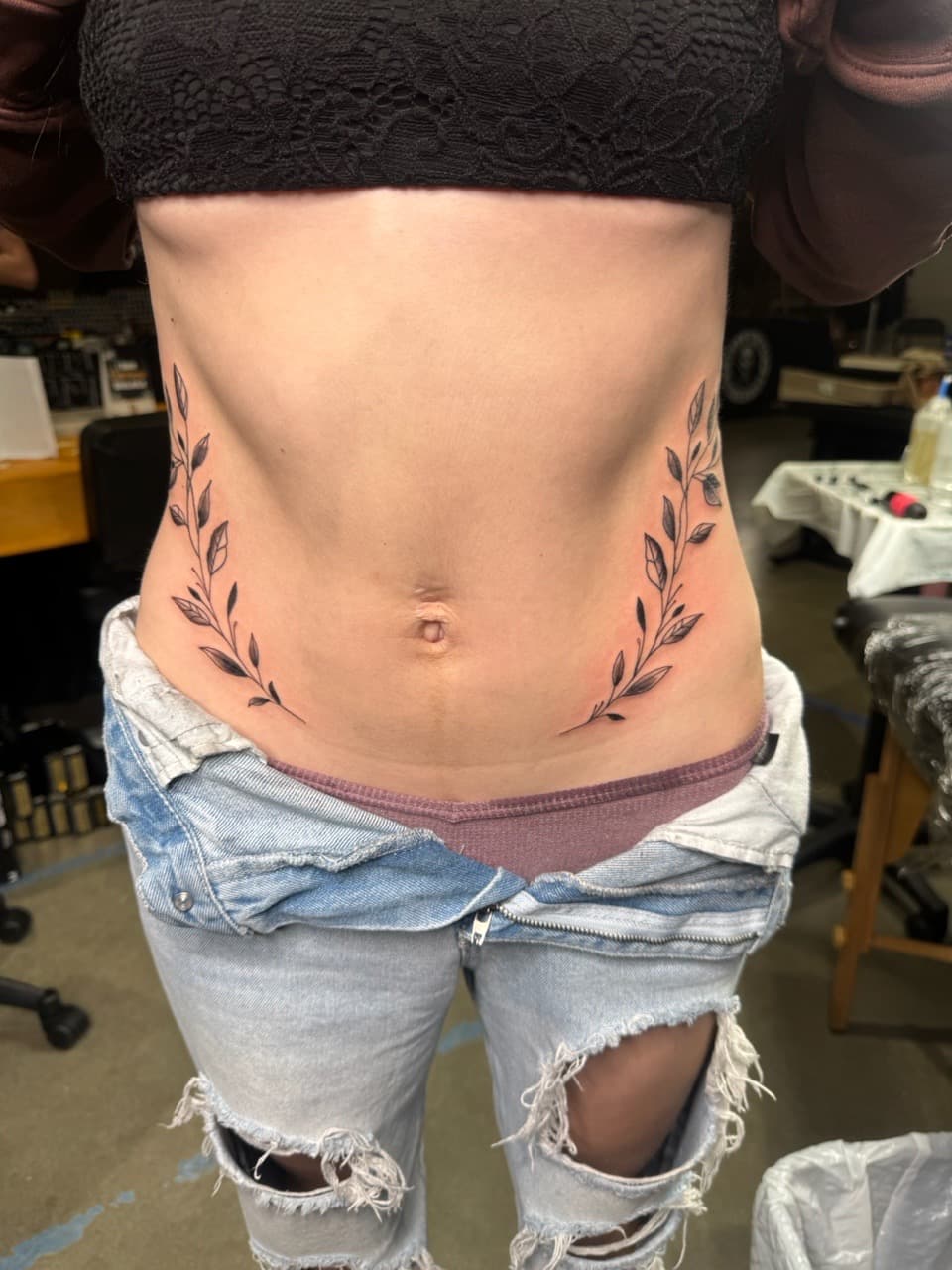 Fine Line + Floral vines tattoo on Side (Torso) by William_Samaras on TattMe