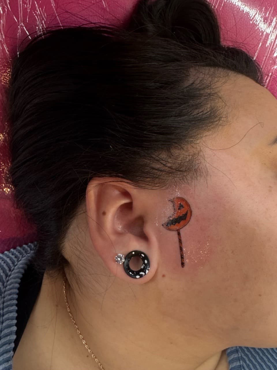 Minimalist + Illustrative jack-o'-lantern tattoo on Face by William_Samaras on TattMe