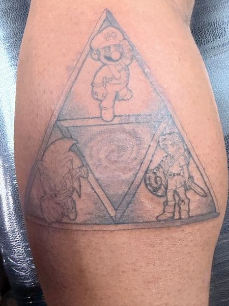 Line-work + Pop Culture mario tattoo on Calf by William_Samaras on TattMe