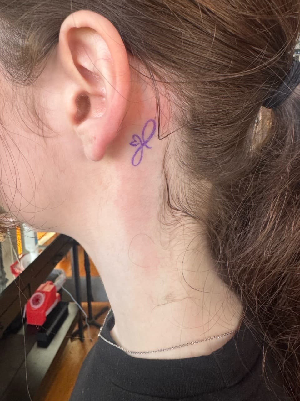 Fine Line + Minimalist infinity symbol tattoo on Behind Ear by William_Samaras on TattMe