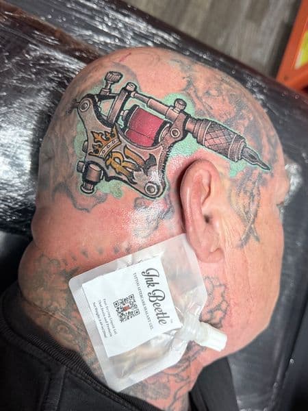 New School + Color tattoo machine tattoo on Scalp by William_Samaras on TattMe