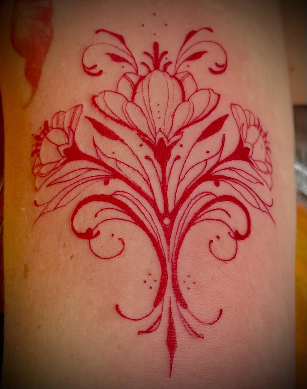 Fine Line + Floral flowers tattoo on Upper Arm by William_Samaras on TattMe