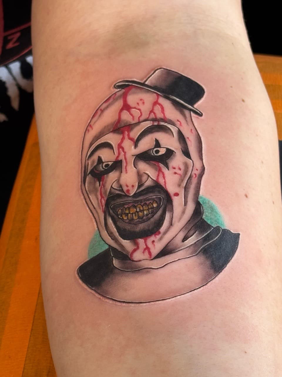 Illustrative + Color clown tattoo on Upper Arm by William_Samaras on TattMe