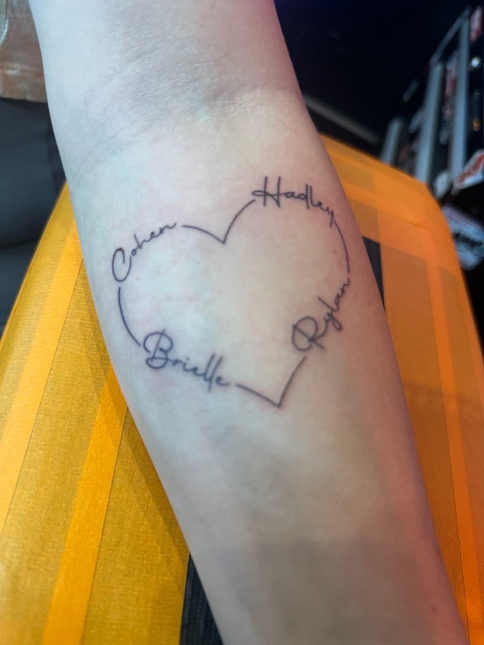 Fine Line + Lettering heart tattoo on Forearm by William_Samaras on TattMe
