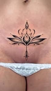 Fine Line + Black & Grey lotus tattoo on Stomach by William_Samaras on TattMe