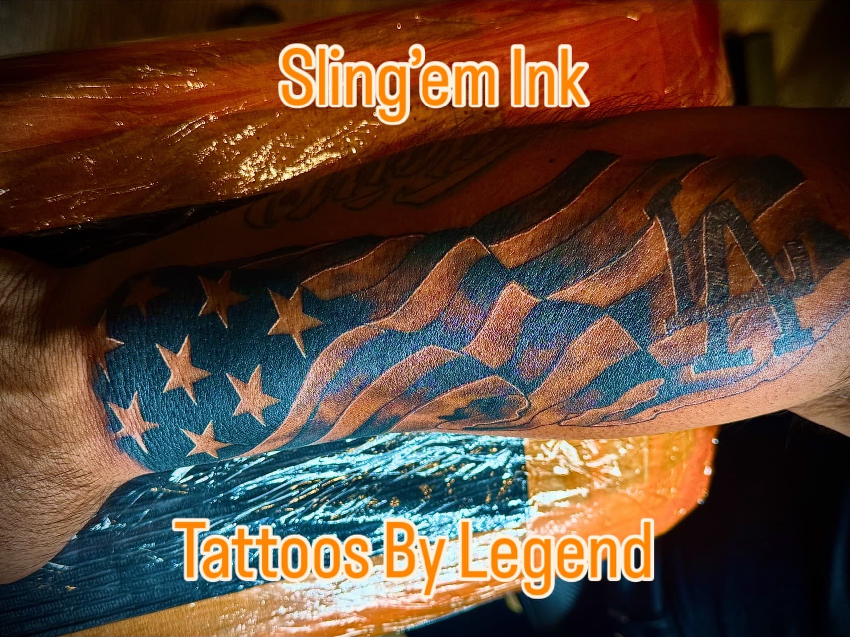 Illustrative + Black-work flag tattoo on Forearm by William_Samaras on TattMe