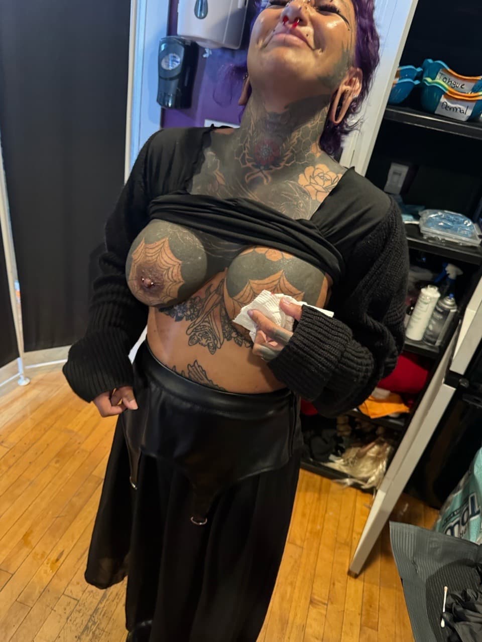 Black-work + Dot-work roses tattoo on Chest by William_Samaras on TattMe