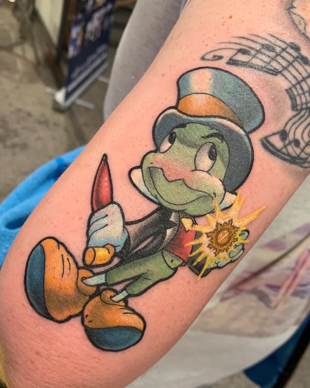Cartoon + Color jiminy cricket tattoo on Forearm by William_Samaras on TattMe