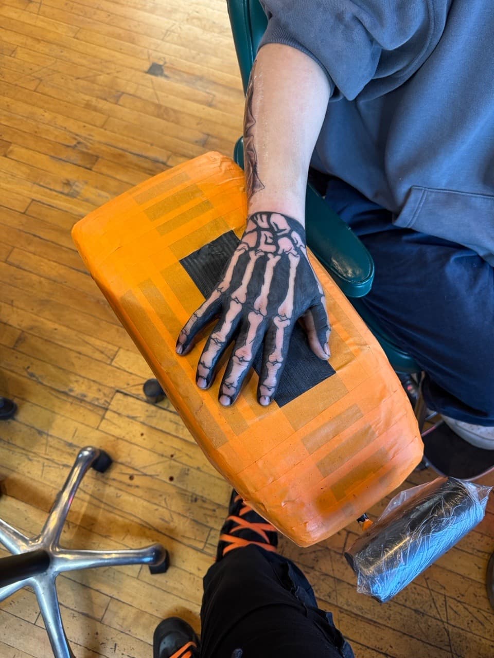 Black-work + Gothic skeleton tattoo on Hand by William_Samaras on TattMe