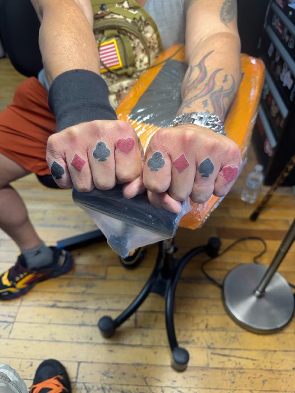Minimalist + Color playing cards tattoo on Fingers by William_Samaras on TattMe