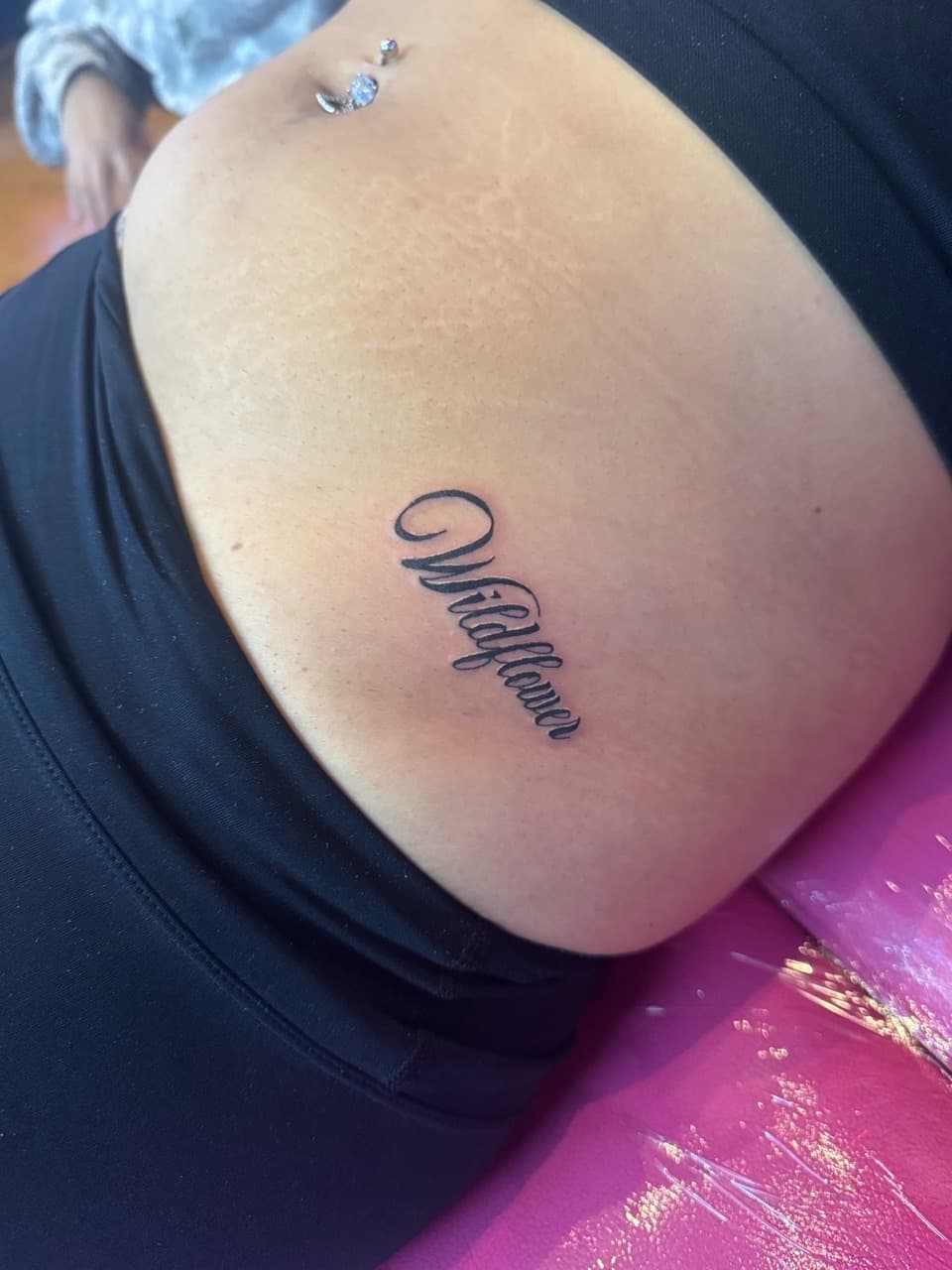 Lettering + Script wildflower tattoo on Side (Torso) by William_Samaras on TattMe