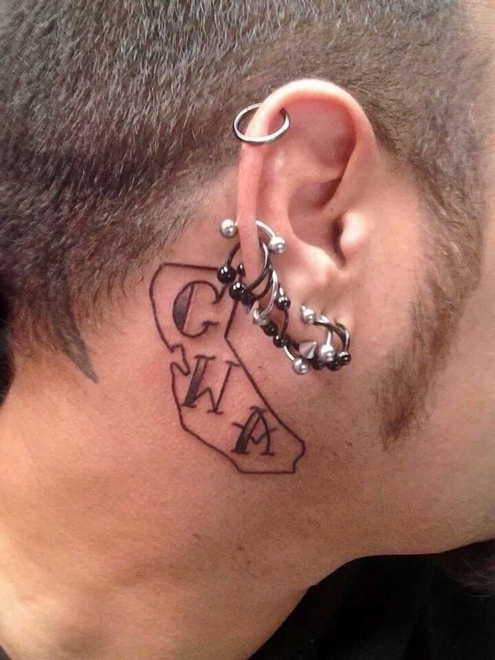 Fine Line + Black-work california tattoo on Neck (Side) by William_Samaras on TattMe