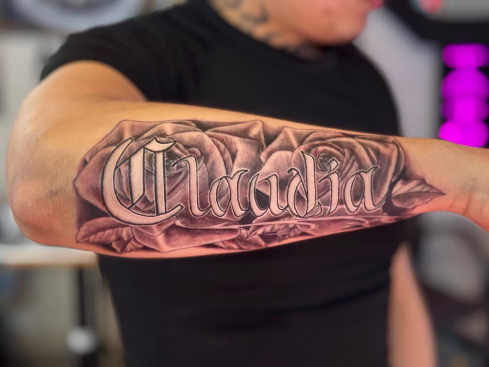 Black & Grey + Floral roses tattoo on Forearm by William_Samaras on TattMe