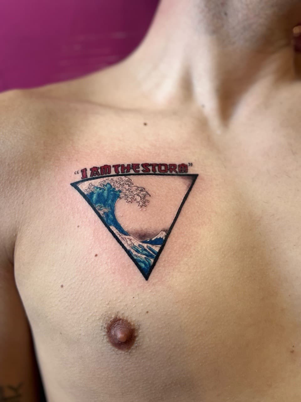 Illustrative + Color wave tattoo on Chest by William_Samaras on TattMe