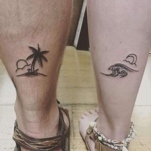 Fine Line + Minimalist palm tree tattoo on Calf by William_Samaras on TattMe