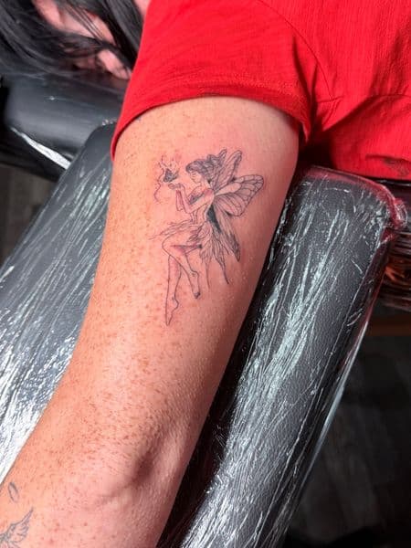 Fine Line + Illustrative fairy tattoo on Forearm by William_Samaras on TattMe