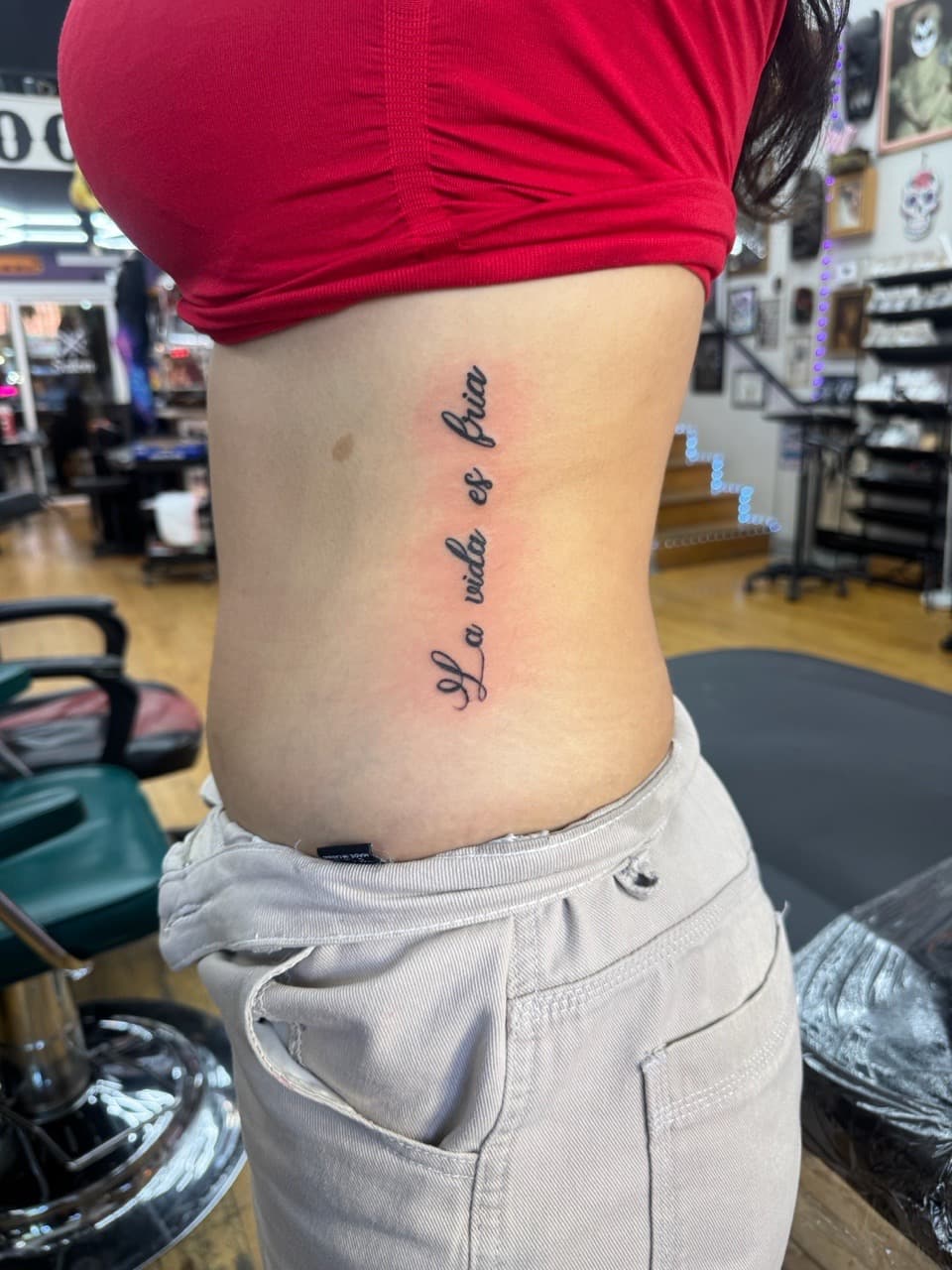 Lettering + Script quote tattoo on Ribs by William_Samaras on TattMe